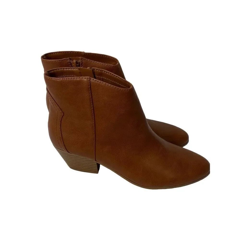 Indigo Rd. Women's Size 6.5 Tonda Brown Leather Zip Block Heel Ankle Boots